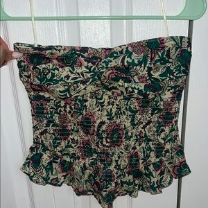 FREE PEOPLE Floral Strapless Top